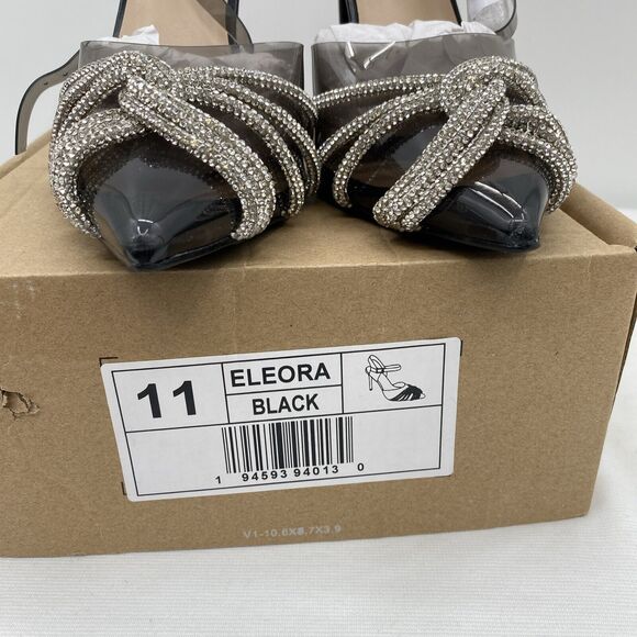 NEW Journee Collection Eleora Crystal Black Heels sz 11 - Picture 2 of 10